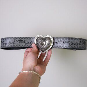 y2k heart gray western floral belt